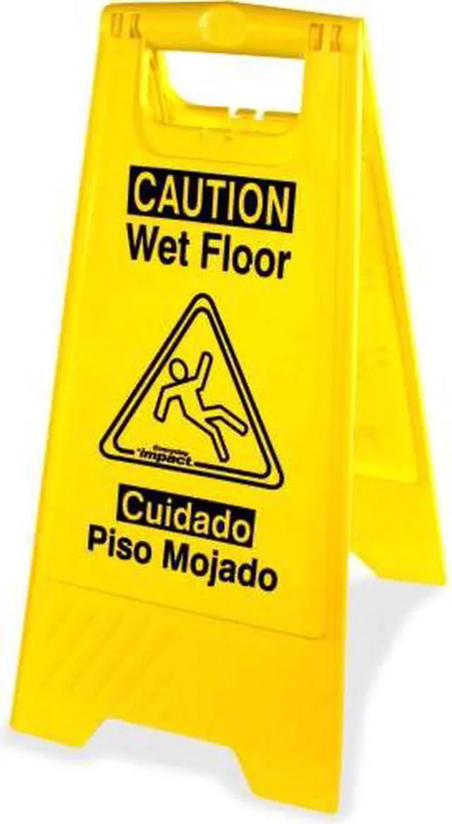 Alt view image 2 of 5 - Genuine Joe Graphic Wet Floor Sign Eng/Spanish Yellow 85117