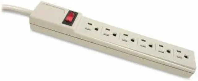 Alt view image 7 of 7 - Power Strip,6 Outlet,Built-in Circuit Breaker,15' Cord,Gray CCS55157