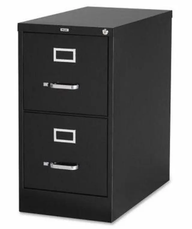 Alt view image 4 of 11 - Lorell 2-Drawer Vertical File w/ Lock 15"x26-1/2"x28-3/8" Black 60194