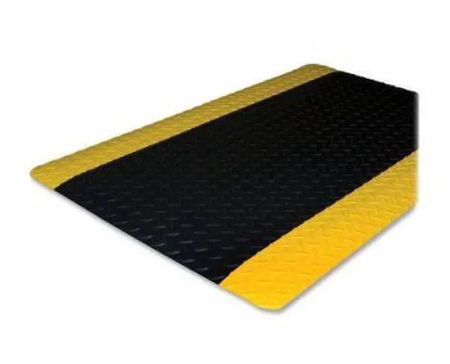 Alt view image 10 of 16 - Genuine Joe Anti-Fatigue Floor Mat Beveled Edge 3'x5' Black/Yellow 70364