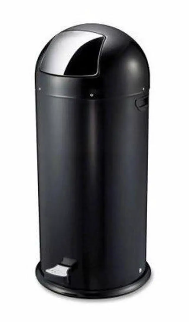 Alt view image 7 of 7 - Genuine Joe Round-Top Pedal Receptacle Bin - Steel - Black