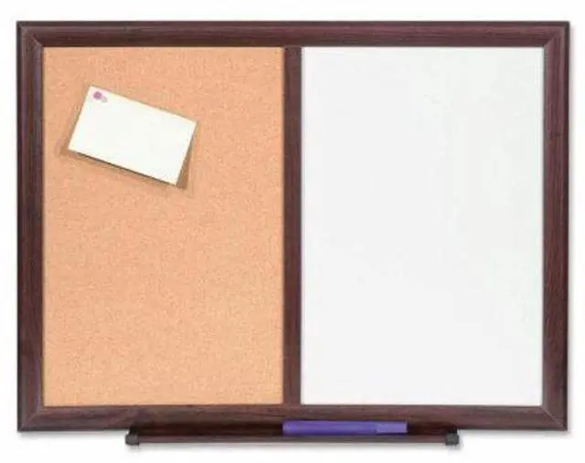 Alt view image 6 of 8 - Lorell Bulletin Board Combo Dry-Erase/Cork 24"x18" Mahogany Frame 84270