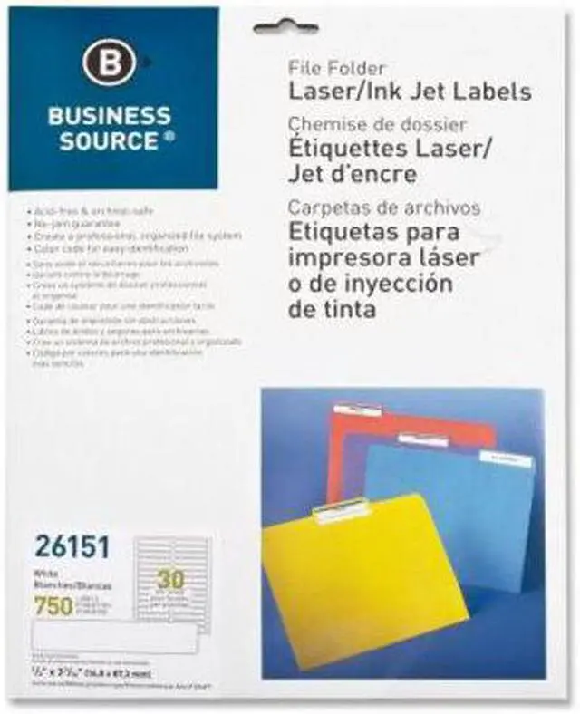 Alt view image 4 of 4 - Business Source Filing Labels Laser/Inkjet 2/3"x 3-7/16" 750/PK White 26151