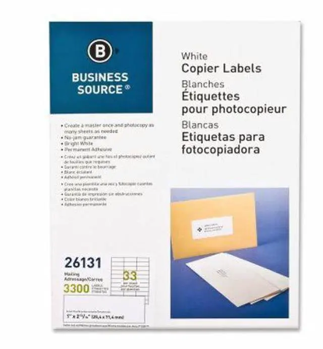 Alt view image 11 of 12 - Business Source Mailing Labels 1"x2-3/4" 3300/PK White 26131