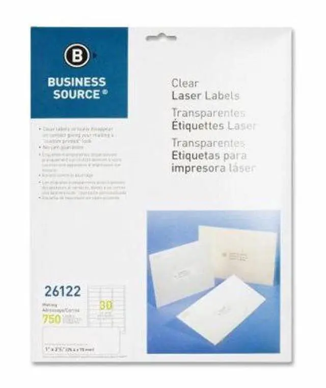 Alt view image 11 of 13 - Business Source 26122 Clear Mailing Label 1" Width x 2.75" Length - 750 / Pack - Laser - Clear
