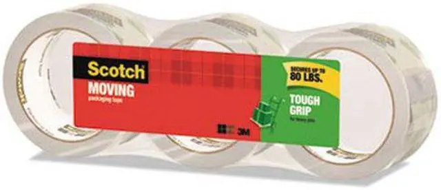 Alt view image 4 of 5 - 3M 3500-3-ESF Tough Grip Moving Packaging Tape, 3 Roll/Pack
