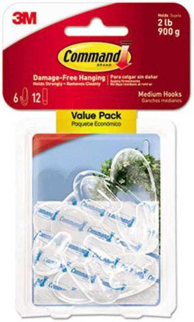 Alt view image 5 of 17 - 3M Command Clear Adhesive Hook (6-Pack) 17091CLR-6ES
