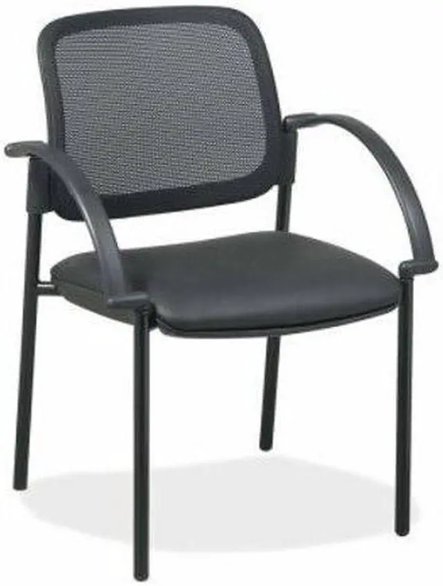 Alt view image 9 of 9 - Lorell Guest Chair 24"x23-1/2"x32-3/4" Black Faux Leather Seat 60462