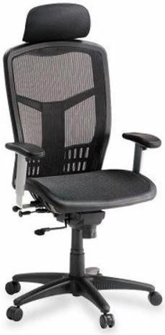Alt view image 9 of 10 - Lorell High Back Chair Mesh 28-1/2"x28-1/2"x51" Black 60324
