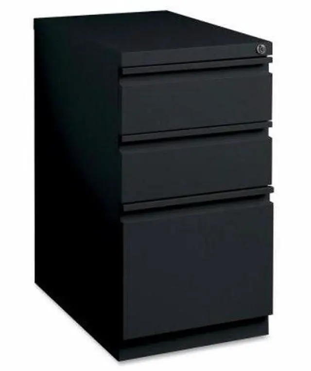 Alt view image 11 of 11 - Lorell Mobile File Pedestal - 15" x 20" x 27.8" - Letter - Ball-bearing Suspension, Recessed Handle, Security Lock - Bla
