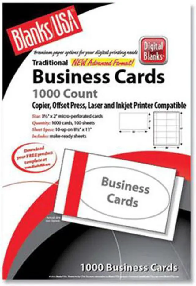 Alt view image 3 of 4 - PRINTABLE MICROPERFORATED BUSINESS CARDS, COPIER/INKJET/LASER/OFFSET, 2 X 3.5, WHITE, BRISTOL, 1000/PACK