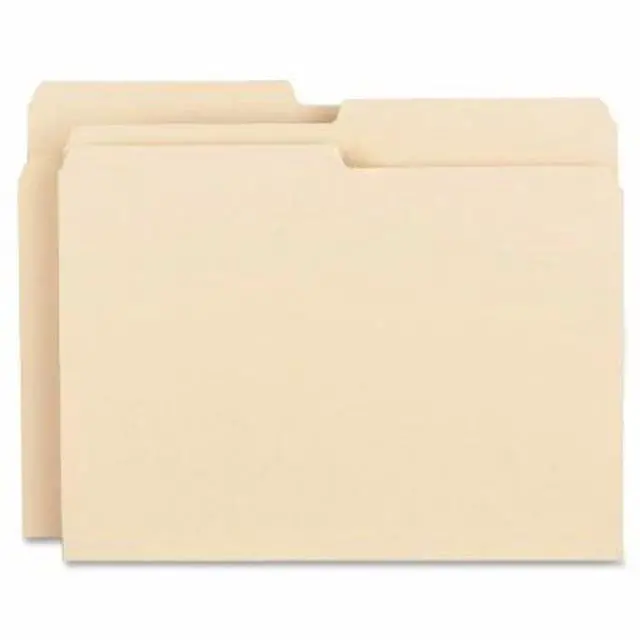 Alt view image 2 of 2 - Business Source File Folder 11 pt 1/2 Cut Ast Tabs Letter 100/BX Manila 17524