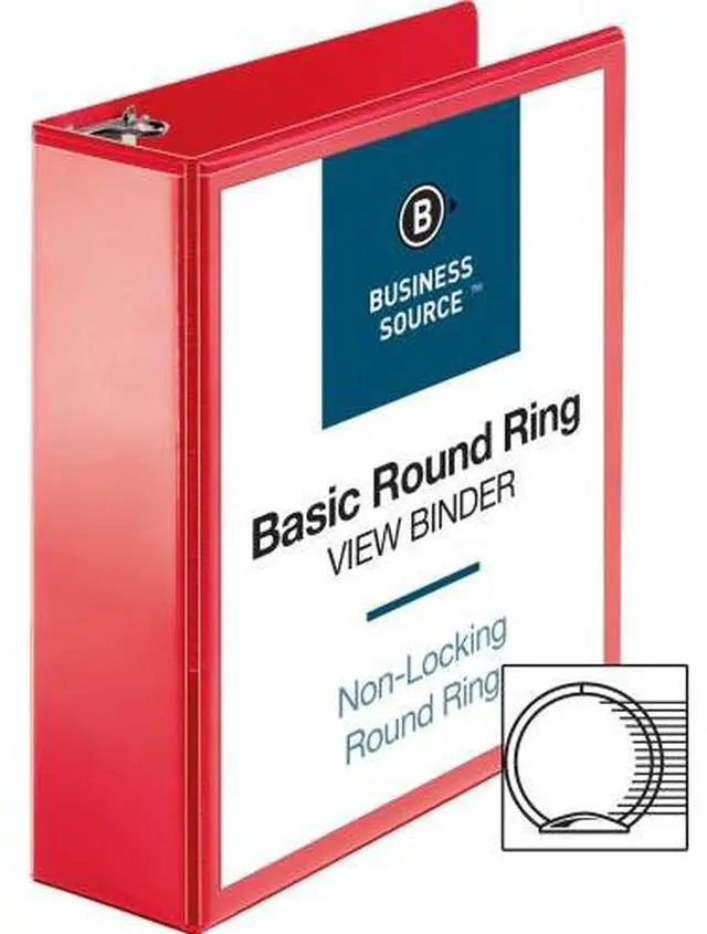 Alt view image 2 of 8 - Business Source View Binder Round Ring 3" Red 09969