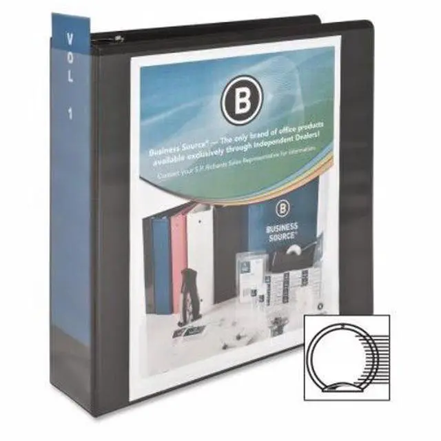 Alt view image 9 of 12 - Business Source View Binder w/ 2 Inside Pockets 3" Capacity Black 09958