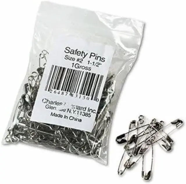 Alt view image 7 of 10 - Charles Leonard Safety Pins Nickel-Plated Steel 1 1/2" Length 144/Pack 83150