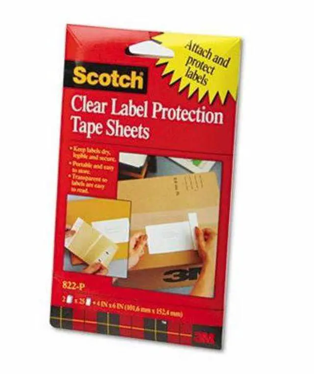 Alt view image 3 of 5 - 3M 822P Heavyweight 4 x 6 Clear Label Protector Tape Sheets  Two 25 Sheet Pads Pack