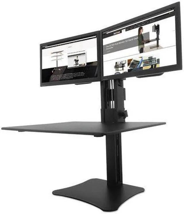 Alt view image 19 of 20 - Victor DC350 High Rise Collection Dual Monitor Sit-Stand Desk Converter, 28 X 23 X 15.5, Blk