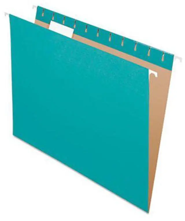 Alt view image 3 of 14 - Pendaflex Essentials Colored Hanging Folders 1/5 Tab Letter Aqua 25/Box 81616