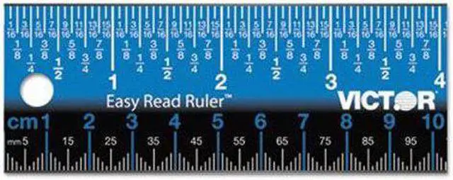 Alt view image 8 of 16 - Victor EZ18SBL Easy Read Stainless Steel Ruler Standard / Metric 18" Blue