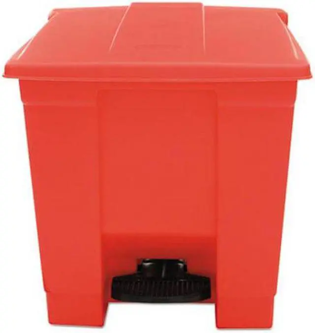 Alt view image 8 of 10 - Rubbermaid Commercial 614300RED Step-on Waste Container - Step-on Opening - 8 gal Capacity - 17.1" Height x 15.8" Width