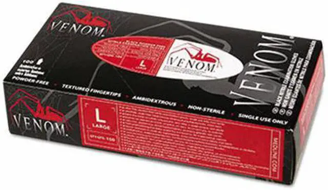 Alt view image 7 of 8 - Venom Nitrile Exam Gloves Large Black Powder-Free 100/Box