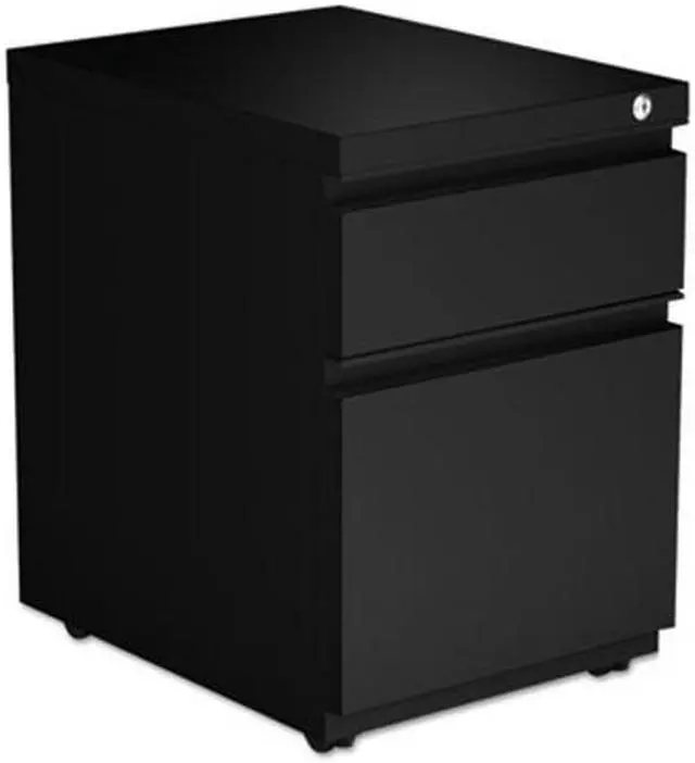 Alt view image 6 of 8 - Alera - PBBFBL - Two-Drawer Metal Pedestal Box File w/Full-Length Pull, 14 7/8w x 19 1/8d, Black