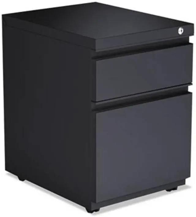 Alt view image 3 of 5 - Alera - PBBFCH - 2-Drawer Metal Pedestal Box File w/Full Length Pull, 14 7/8w x 19 1/8d, Charcoal