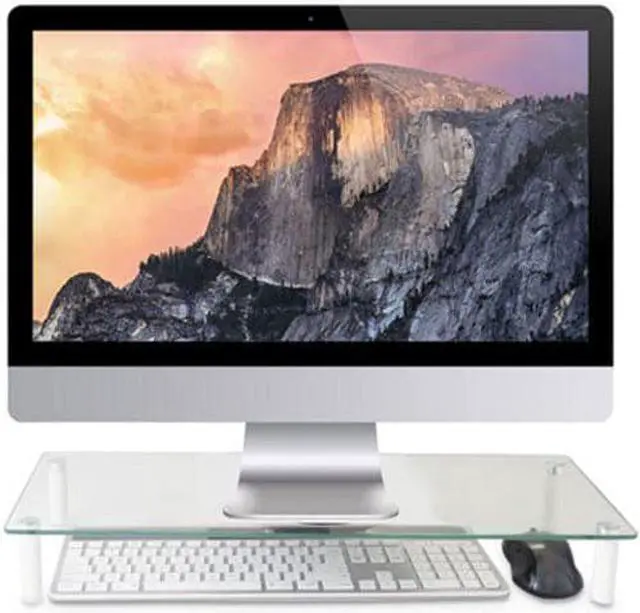 Alt view image 11 of 14 - Kantek Glass Monitor Riser White MS370