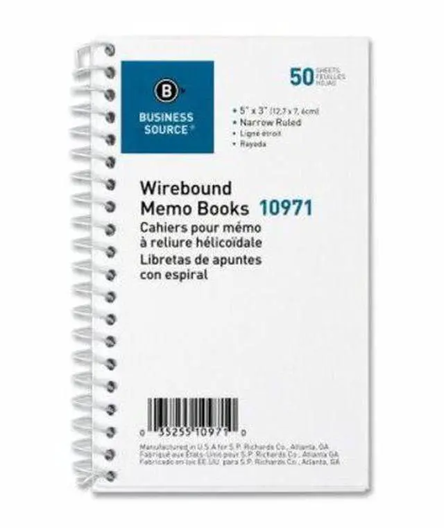 Alt view image 5 of 12 - Business Source Wirebound Memo Books Narrow Ruled 50 Shts 5"x3" White 10971