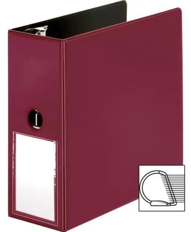 Alt view image 3 of 5 - Business Source Slanted D-Ring Binder w/LH 5" Burgundy 33122