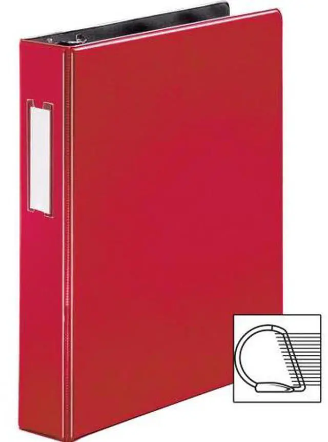 Alt view image 3 of 4 - Business Source Slanted D-Ring Binder w/LBL HLD 1-1/2" Red 33128