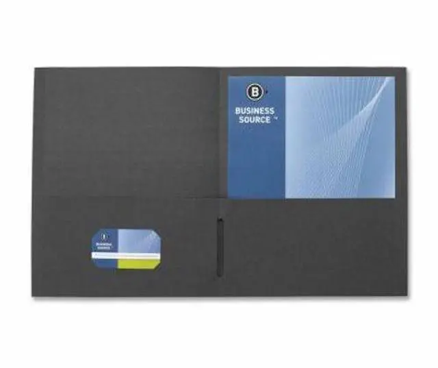 Alt view image 3 of 3 - Business Source 2-Pocket Folders 125 Sht Cap Letter 12"x9" 25/BX BLK 78490