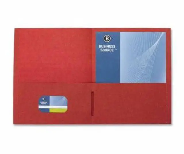 Alt view image 4 of 5 - Business Source 2-Pocket Folders 125 Sht Cap Letter 12"x9" 25/BX RED 78494
