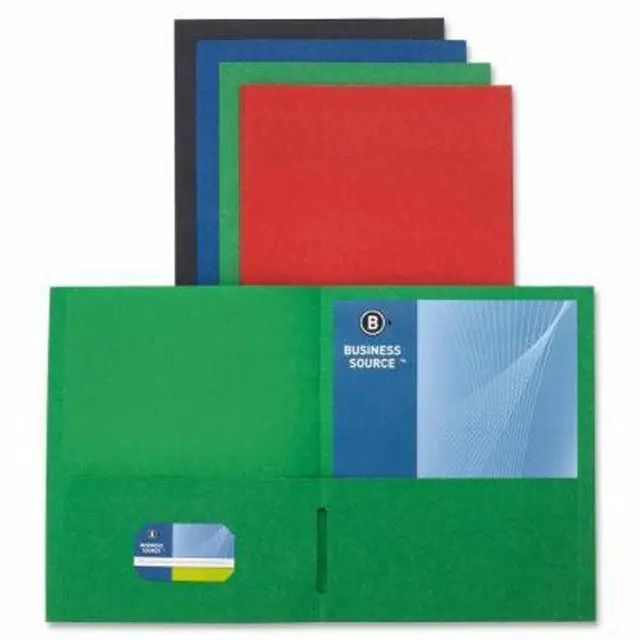 Alt view image 4 of 5 - Business Source 2-Pocket Folders 125 Sht Cap Letter 12"x9" 25/BX AST 78502