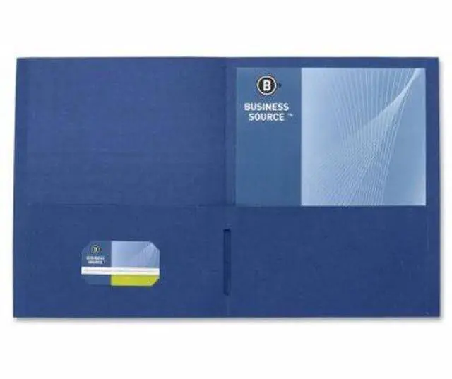Alt view image 6 of 13 - Business Source 2-Pocket Folders 125 Sht Cap Letter 12"x9" 25/BX D.BLUE 78492