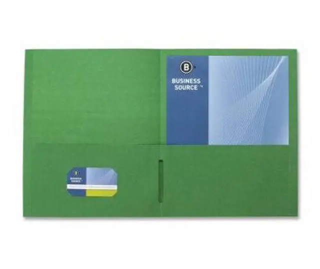 Alt view image 4 of 7 - Business Source 2-Pocket Folders 125 Sht Cap Letter 12"x9" 25/BX GREEN 78493