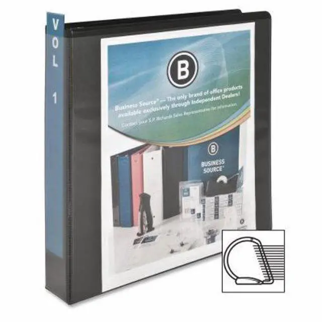 Alt view image 5 of 10 - Business Source D-Ring View Binder 1-1/2" Capacity 11x8-1/2" Black 28447