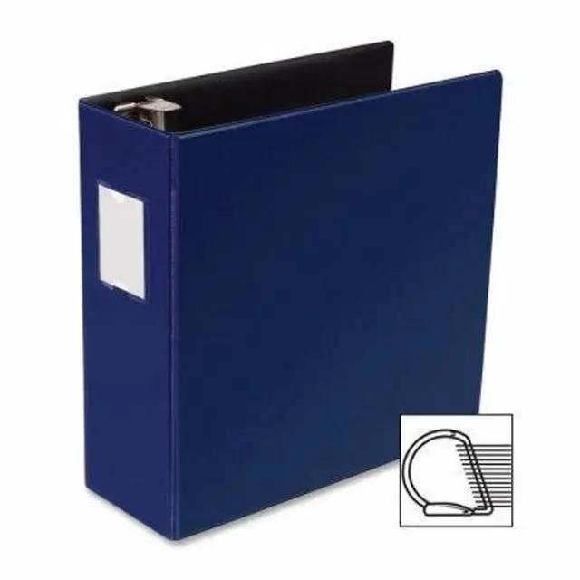 Alt view image 5 of 5 - Business Source D-Ring Binder w/Label Holder Hvy-Dty 4" Blue 33119