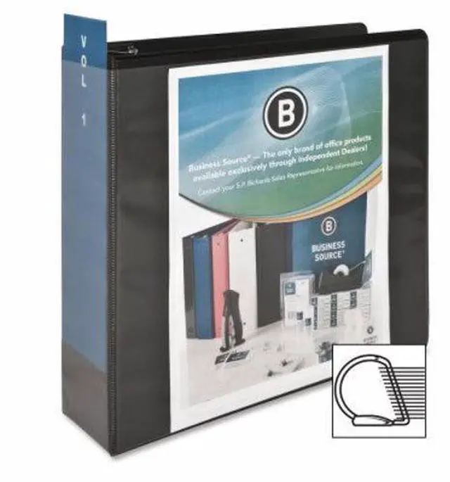 Alt view image 8 of 9 - Business Source D-Ring View Binder 3" Capacity 11x8-1/2" Black 28449