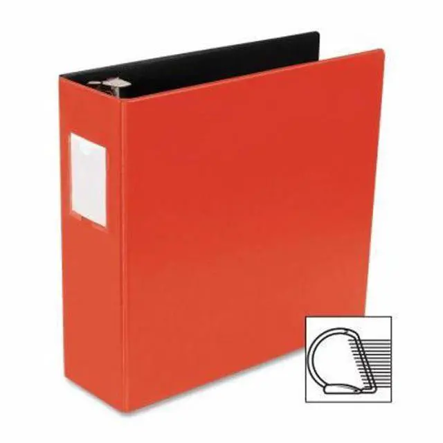 Alt view image 4 of 6 - Business Source D-Ring Binder w/Label Holder Hvy-Dty 3" Red 33116