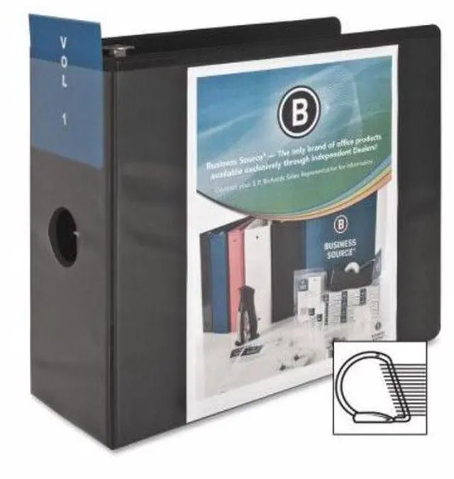 Alt view image 5 of 5 - Business Source D-Ring View Binder 5" Capacity 11x8-1/2" Black 28451