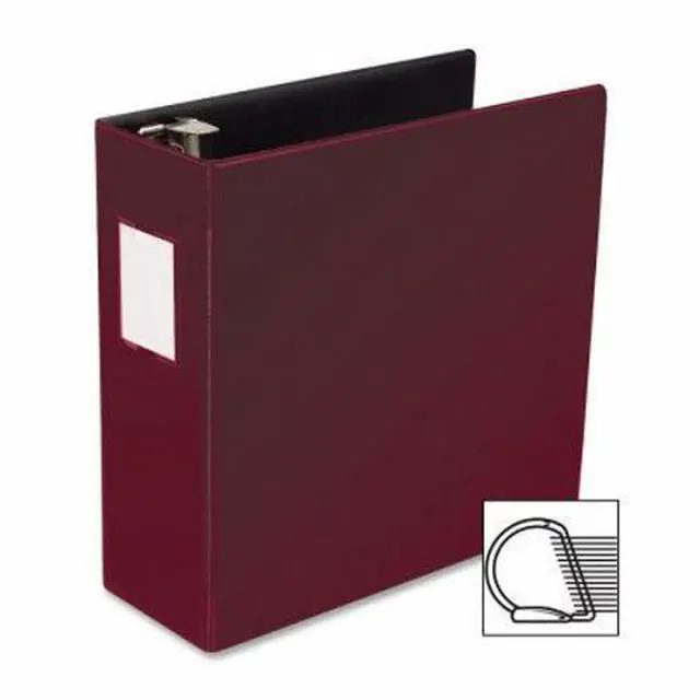 Alt view image 4 of 4 - Business Source D-Ring Binder w/Label Holder Hvy-Dty 4" Burgundy 33118
