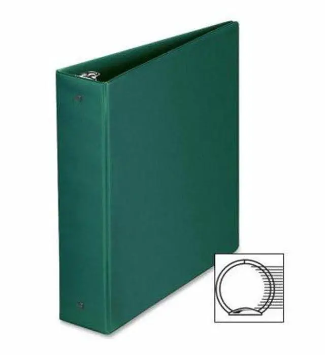 Alt view image 4 of 5 - Business Source Round Ring Binder 2" Capacity 11"x8-1/2" Green 28558