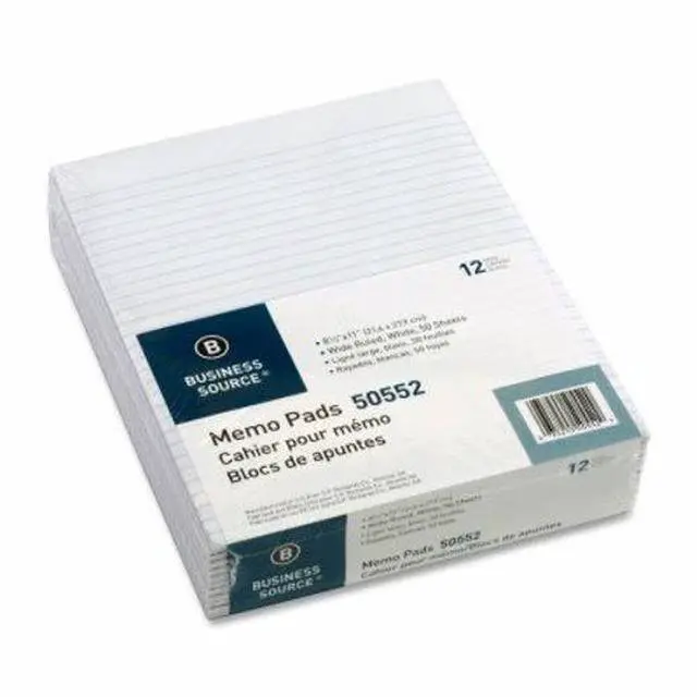 Alt view image 3 of 3 - Memorandum Pads 8-1/2"x11" Wide Ruled 50Shts/PD White