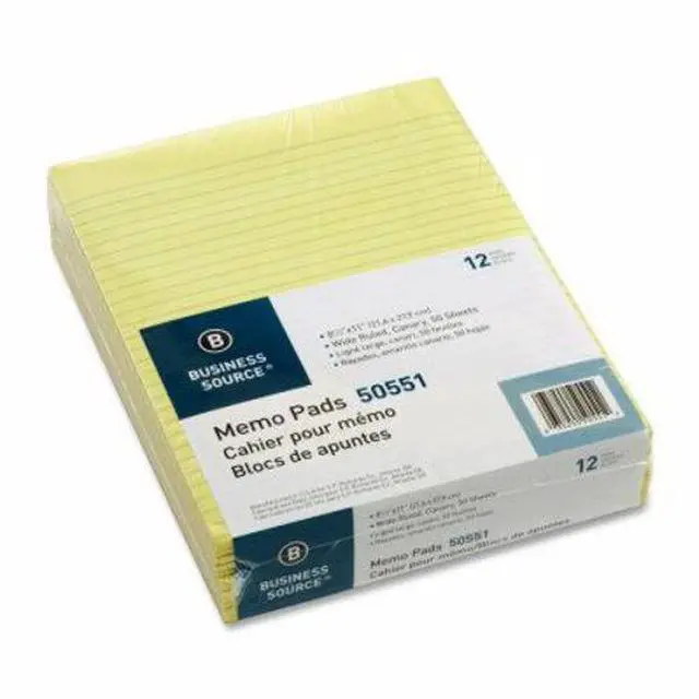 Alt view image 5 of 5 - Memorandum Pads 8-1/2"x11" Wide Ruled 50Shts/PD Canary