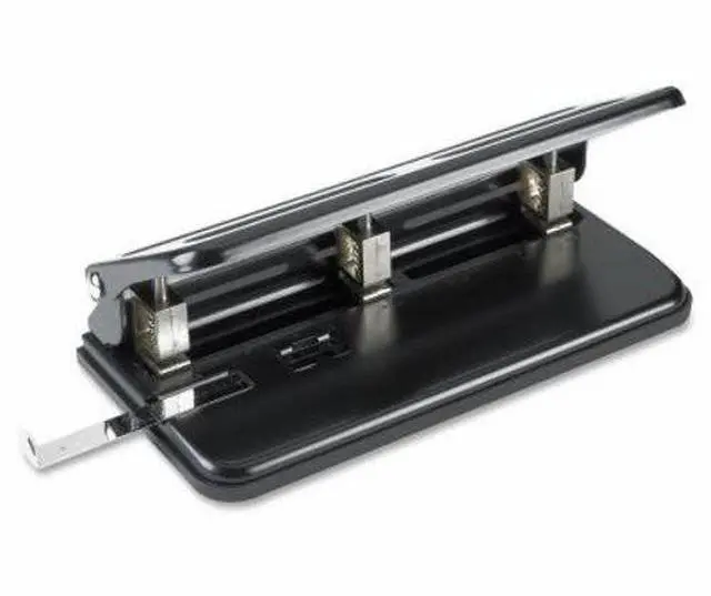 Alt view image 4 of 5 - Business Source Heavy-duty Punch 3-Hole 9/32" 30 Sht Capacity Black 65625