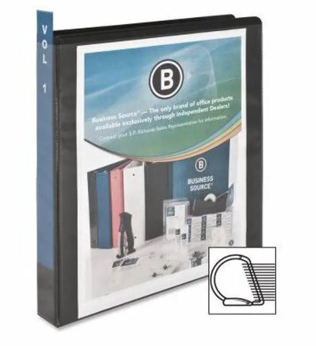 Alt view image 5 of 5 - Business Source D-Ring View Binder 1" Capacity 11x8-1/2" Black 28446
