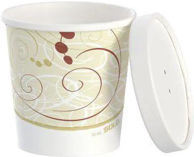 Alt view image 7 of 12 - Flexstyle Double Poly Paper Container/Lid Combo 16 oz Symphony 25 Combos/Sleeve 10 Sleeves/Carton KHB16AJ8000
