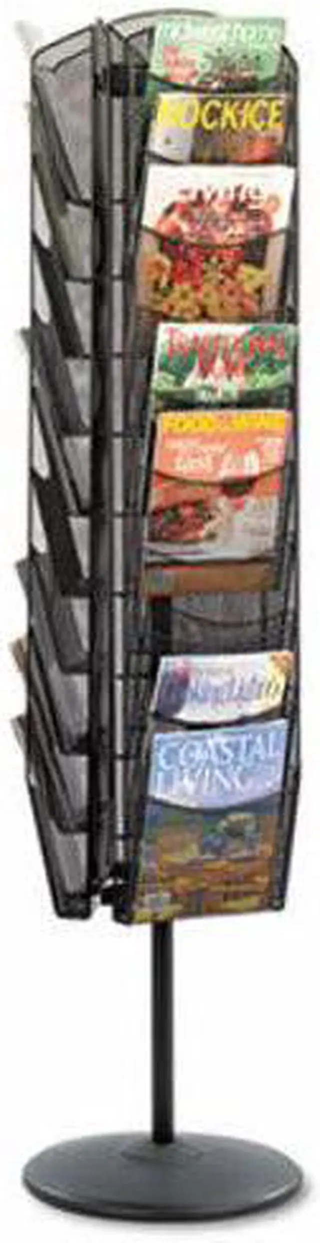 Alt view image 11 of 18 - Safco Onyx Mesh Rotating Magazine Display 30 Compartments 16-1/2w x 66h Black