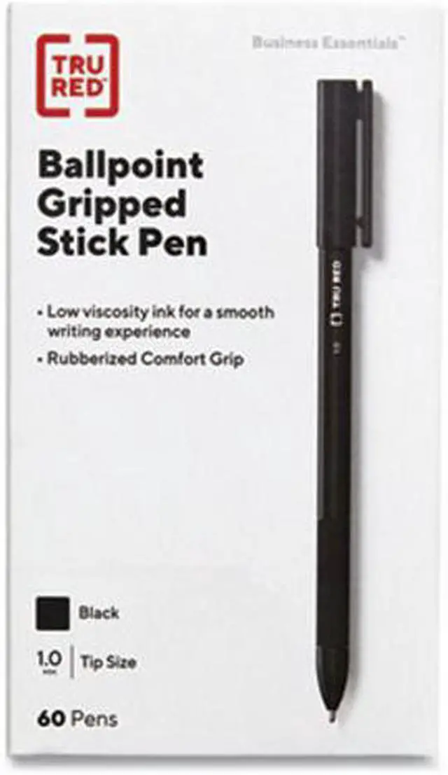 Alt view image 4 of 8 - TRU RED Ballpoint Gripped Pen Med Point 1.0mm Blk TR52867